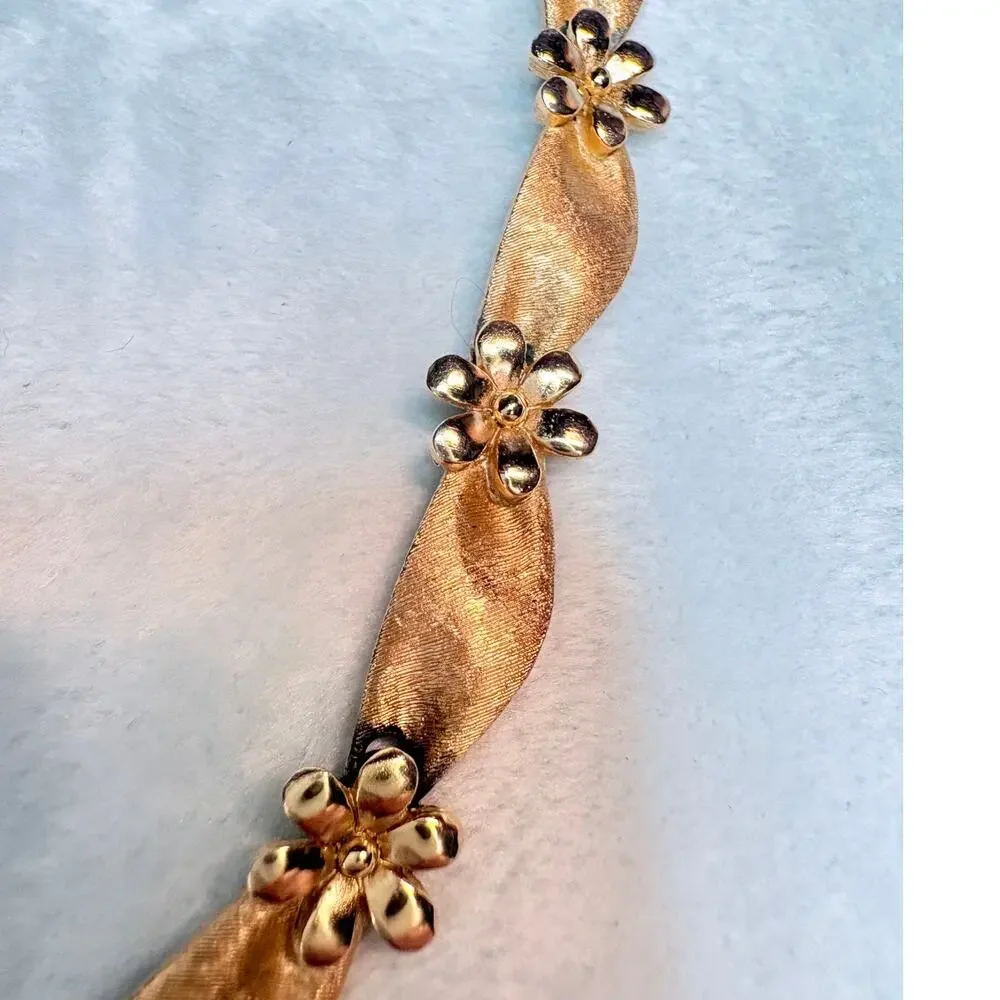 Crown Trifari Cast Ribbon Floral Necklace • c.1958–64 • Birthday Ribbon